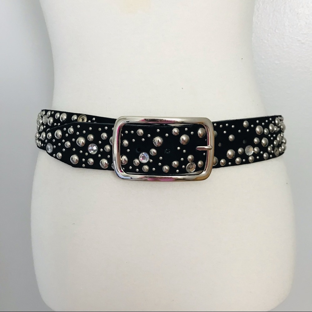 Leather crystals and studs Belt